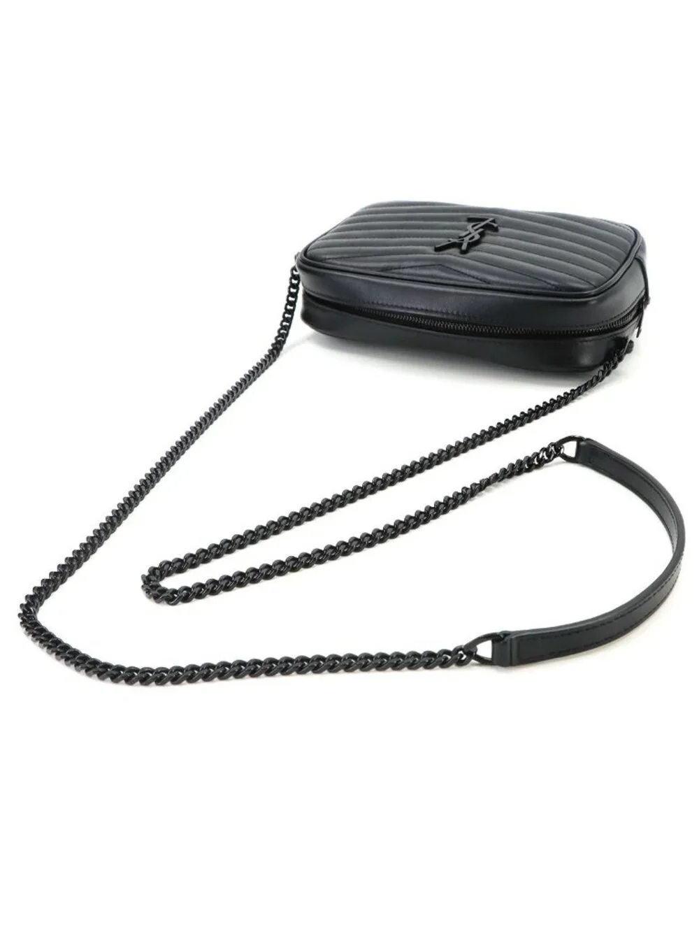 Saint Laurent Lou Chain Shoulder Bag Leather Black